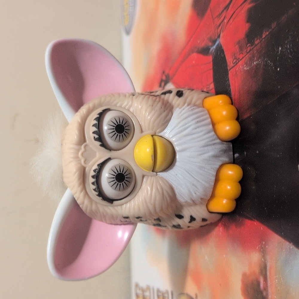 Vintage McDONALD'S 1998 Animated 3" FURBY TOY Cream Spotted White Hair McFurby
